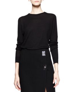 Womens Long Sleeve Merino Pullover   Proenza Schouler   Black (SMALL)