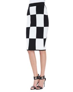 Womens Checkerboard Pencil Skirt   10 Crosby Derek Lam   Black (SMALL)