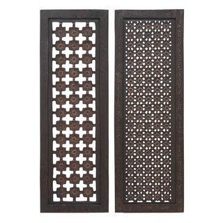 Elegant Two Assorted Wood Wall Panels Sculpture