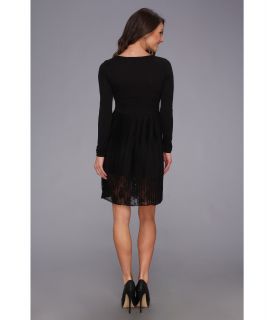 French Connection Pleated Jersey Lace 71arl Dress Black