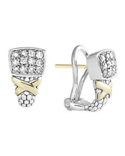 Silver & 18k Diamond Lux Small Earrings   Lagos   Silver/Gold (18k )