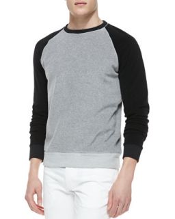 Mens Raglan Sleeve Sweatshirt, Gray/Black   Theory   Grey multi (MEDIUM)