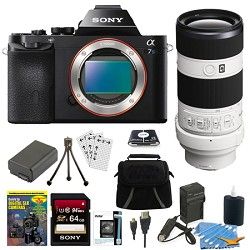 Sony ILCE 7S/B a7S Full Frame Camera + SEL 70 200mm F4 G OIS Lens Accessory Bund