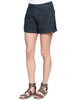 Womens Cuffed Linen Shorts, Forge   Vince   Forge (10)