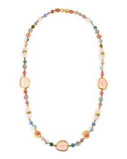 Multi Stone Single Strand Necklace, 36L   Jose & Maria Barrera   Light pink