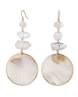 Mother of Pearl Circle Drop Earrings   Devon Leigh   White