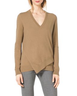 Womens Layered Asymmetric Sweater   Michael Kors   Fawn (LARGE)