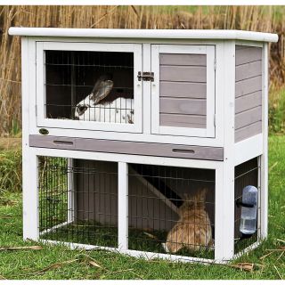 Trixie Pet Products Rabbit Hutch with Sloped Roof   Gray/White   Rabbit Cages & Hutches