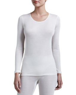 Womens Silk Long Sleeve Shirt, Pale Cream   Hanro   Pale cream (SMALL/6 8)