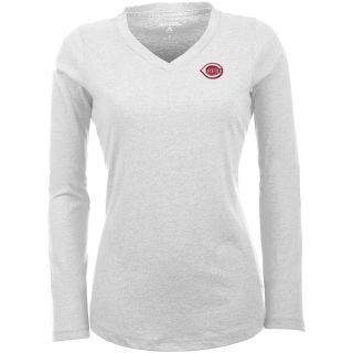 Antigua Cincinnati Reds Womens Flip Long Sleeve V neck T Shirt   Size Large,