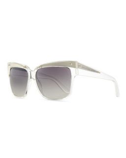 Transparent Plastic Square Sunglasses, Clear/Gray   Marc by Marc Jacobs  