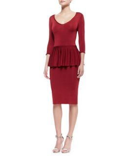 Womens Wanda 3/4 Sleeve Peplum Dress   ZAC Zac Posen   Crimson (MEDIUM)