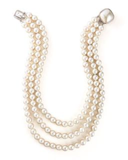 Three Strand Pearl Necklace   Majorica   White pearl