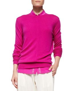 Womens Cashmere Pointelle Trim Sweater   Vince   Acai (SMALL)