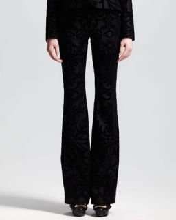 Womens Flocked Flannel Trousers   Alexander McQueen   Black (40/6)