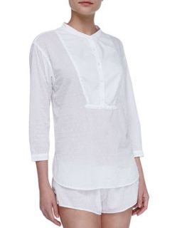 Womens Ashley Swiss Dot Tuxedo Sleep Shirt, White   Xirena   White (X SMALL)