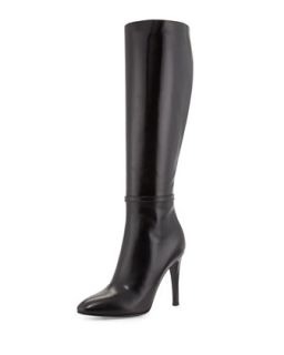 High Heel Leather Knee Boot   Saint Laurent   Noir (39.5B/9.5B)