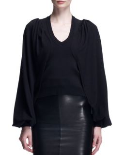 Womens Puff Shoulder Slit Sweater   Givenchy   Black (X SMALL)