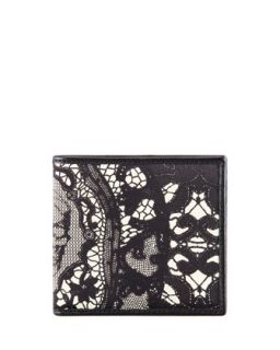 Mens Skull & Lace Print Bi Fold Wallet   Alexander McQueen   Black/White