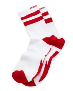 Down Arrow Mens Socks, White/Red   Arthur George by Robert Kardashian   White