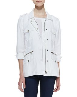 Womens Long Sleeve Army Jacket, White   Lily Aldridge for Velvet   White