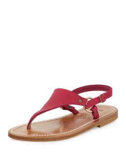 Triton Leather Thong Sandal, Dark Pink   K. Jacques   Dark pink (35.0B/5.0B)
