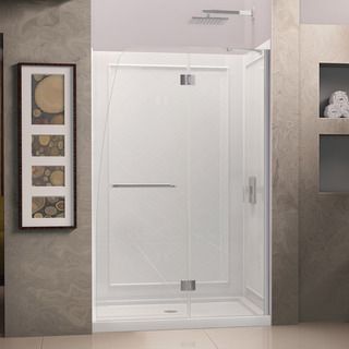 Dreamline Aqua 56   60 In. W X 72 In. H Frameless Hinged Shower Door, Clear Glass