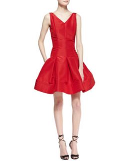 Womens Sleeveless Flared Skirt Dress   Oscar de la Renta   Crimson (6)