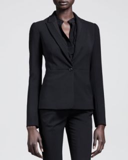 Womens Seamed Single Button Gabardine Jacket   THE ROW   Black (4/36)