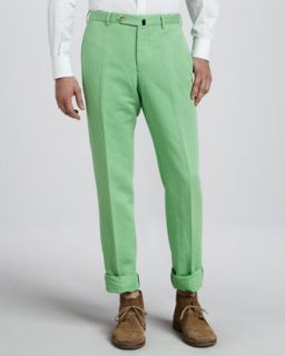 Mens Chinolino Linen Cotton Pants, Bright Green   Incotex   Green (38)