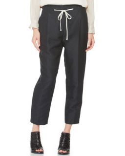 Womens Pleated Peg Pants with Drawstring, Black/Oatmeal   3.1 Phillip Lim  