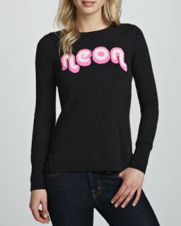 Womens Neon Intarsia Hi Lo Sweater   Autumn Cashmere   Peppr/Shck/W wht
