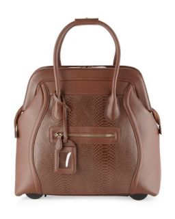 Boston Faux Leather Snake Embossed Rolling Bag, Brown   KC Jagger