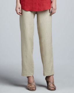 Womens Unlined Linen Straight Leg Pants   Go Silk   Sesame (khaki) (X SMALL