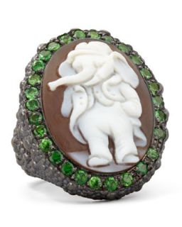 Hand Carved Elephant Cameo Ring   AMEDEO   (7)