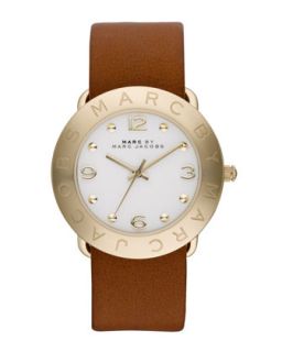 36mm Amy Analog Watch with Tan Strap, Yellow Gold   MARC by Marc Jacobs   Tan