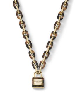 Padlock Link Toggle Necklace, Golden/Tortoise   Michael Kors   Gold/Tort