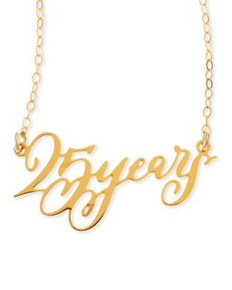 25 Years Anniversary Calligraphy Necklace   Brevity   Gold