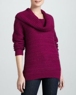 Womens Novelty Stitch Cowl Neck Sweater   DKNY   Deep purple (PETITE)