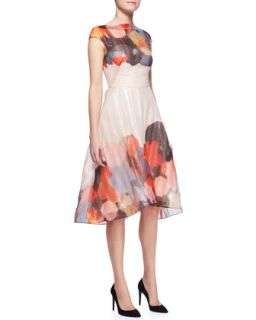 Womens Printed Cap Sleeve Draped Bodice Dress   Lela Rose   Multi colors (6)