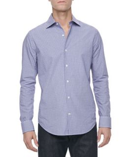 Mens Woven Sport Shirt, Purple Check   Vince   Purple (LARGE)