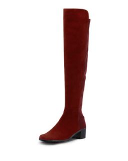 Reserve Narrow Suede Stretch Over the Knee Boot, Scarlet   Stuart Weitzman  