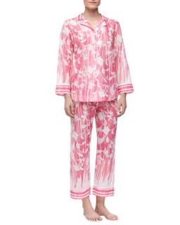 Womens Rose Trellis Cotton Lawn Pajamas   Oscar de la Renta   Pink floral