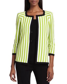 Gloria Striped Jacket, Womens   Misook   Electric lime mlt (3X (24W+))