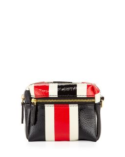 Avignon Striped Vinyl Cosmetic Pouch, Red/Navy   Toss   Red/Navy