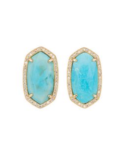 Pave Trim Stud Earrings, Turquoise   Kendra Scott Luxe   Turquoise (CLIP)