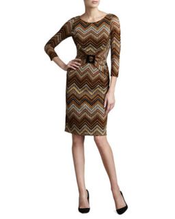 Womens Zigzag Stripe Dress   David Meister   Copper multi (6)
