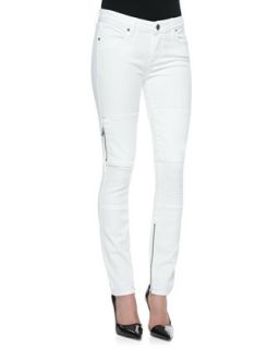 Womens Demi Moto Style Skinny Jeans, White   Paige Denim   White (29)