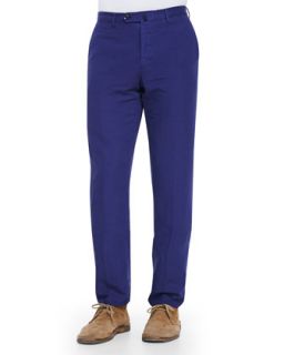 Mens Chinolino Cotton/Linen Trousers, Bright Navy   Incotex   (32)