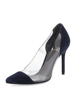 Onview PVC/Suede Pointed Toe Pump, Nice Blue (Made to Order)   Stuart Weitzman  